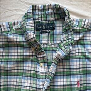 Ralph Lauren Men's Blue and Green log sleeves Shirt